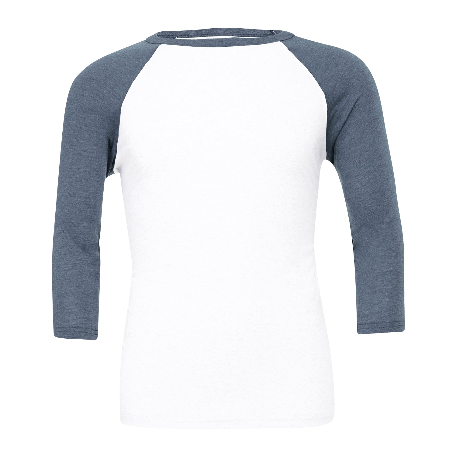 White-Denim - Front - Bella + Canvas Unisex Adult Triblend 3-4 Sleeve Baseball T-Shirt