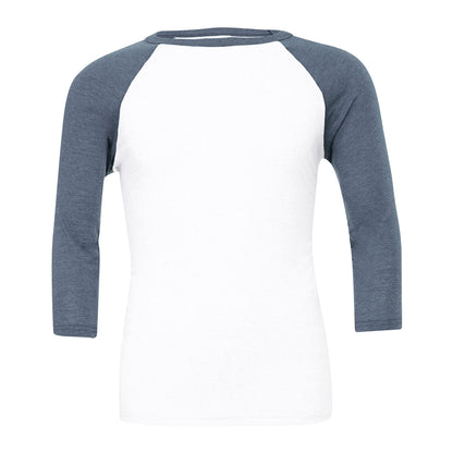 White-Denim - Front - Bella + Canvas Unisex Adult Triblend 3-4 Sleeve Baseball T-Shirt