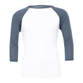 White-Denim - Front - Bella + Canvas Unisex Adult Triblend 3-4 Sleeve Baseball T-Shirt