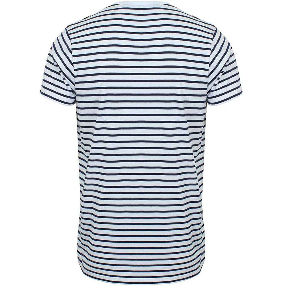 White-Oxford Navy - Back - SF Unisex Adult Striped T-Shirt