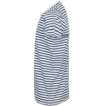 White-Oxford Navy - Side - SF Unisex Adult Striped T-Shirt