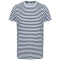 White-Oxford Navy - Front - SF Unisex Adult Striped T-Shirt
