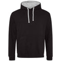 Jet Black-Heather Grey - Front - Awdis Unisex Adult Varsity Hoodie