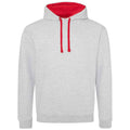 Heather Grey-Fire Red - Front - Awdis Unisex Adult Varsity Hoodie