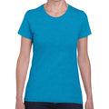 Sapphire Blue Heather - Front - Gildan Womens-Ladies Heather Cotton Heavy T-Shirt