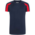 French Navy-Fire Red - Front - AWDis Cool Childrens-Kids Contrast Moisture Wicking T-Shirt
