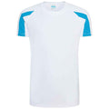 Arctic White-Sapphire Blue - Front - AWDis Cool Childrens-Kids Contrast Moisture Wicking T-Shirt