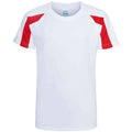 Arctic White-Fire Red - Front - AWDis Cool Childrens-Kids Contrast Moisture Wicking T-Shirt