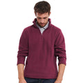 Burgundy - Lifestyle - Russell Mens Zip Neck Outdoor Fleece Top