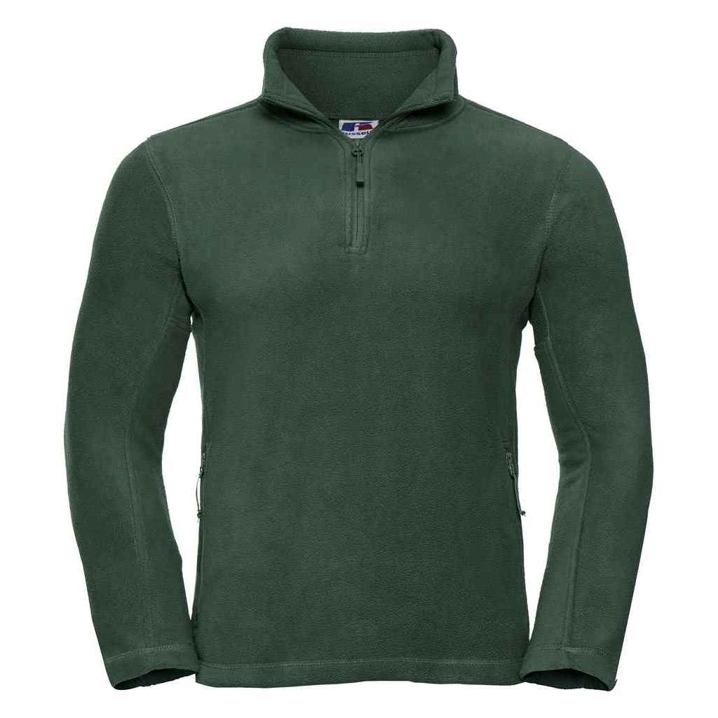 Bottle Green - Front - Russell Mens Zip Neck Outdoor Fleece Top
