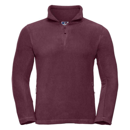 Burgundy - Front - Russell Mens Zip Neck Outdoor Fleece Top
