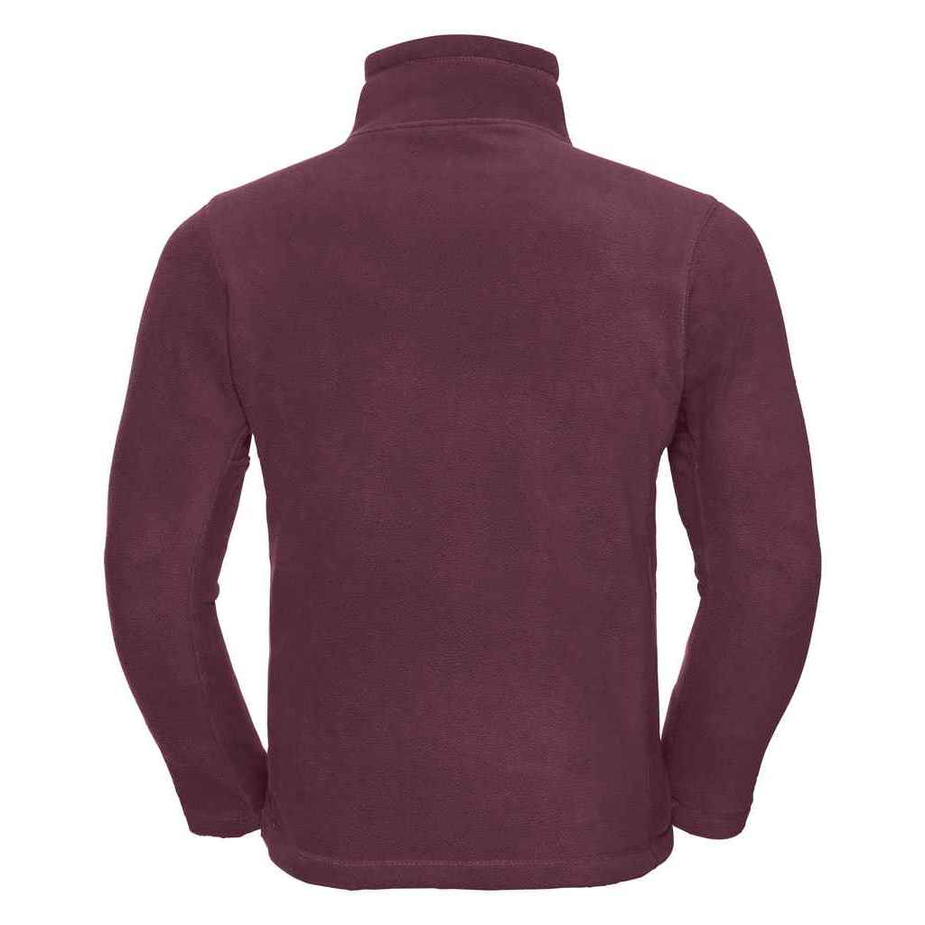 Burgundy - Back - Russell Mens Zip Neck Outdoor Fleece Top