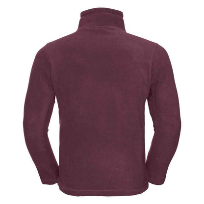Burgundy - Back - Russell Mens Zip Neck Outdoor Fleece Top