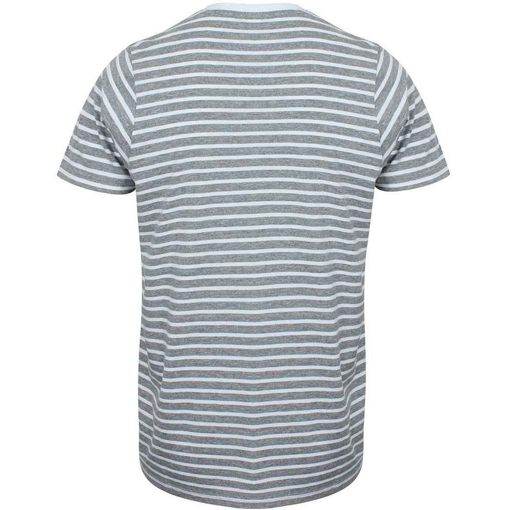 Grey-White - Back - SF Unisex Adult Striped Heather T-Shirt