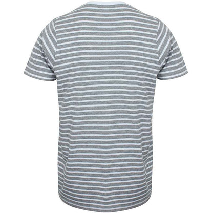 Grey-White - Back - SF Unisex Adult Striped Heather T-Shirt