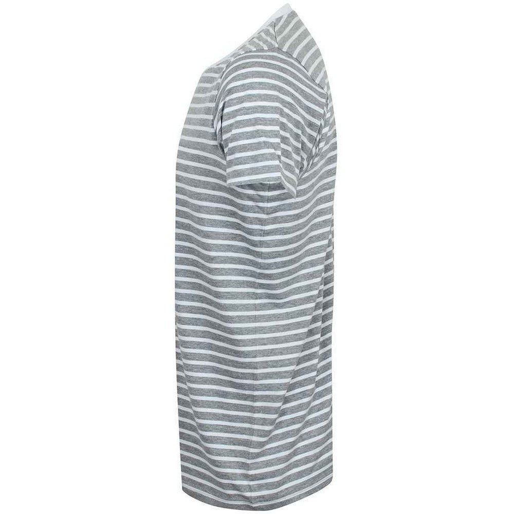 Grey-White - Side - SF Unisex Adult Striped Heather T-Shirt