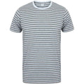 Grey-White - Front - SF Unisex Adult Striped Heather T-Shirt