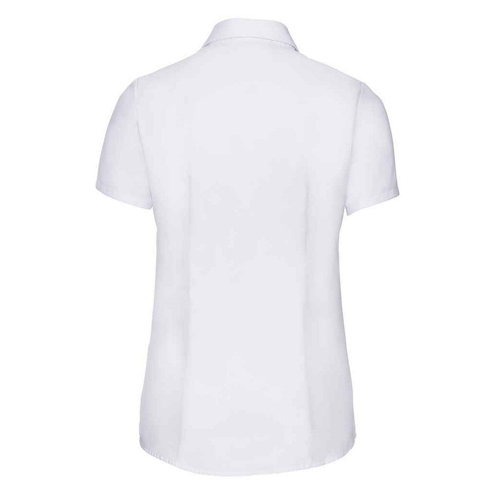 White - Back - Russell Collection Womens-Ladies Herringbone Formal Shirt