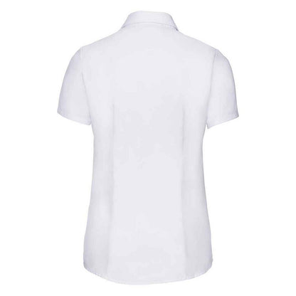White - Back - Russell Collection Womens-Ladies Herringbone Formal Shirt