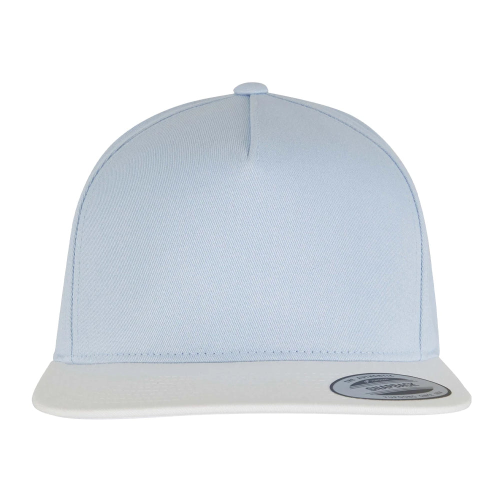 Light Blue-White - Lifestyle - Flexfit Unisex Adult Yupoong 5 Panel Snapback Baseball Cap