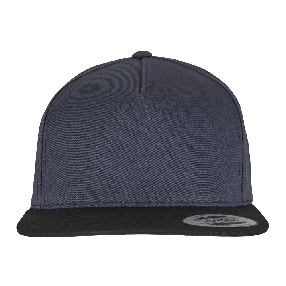 Navy-Black - Side - Flexfit Unisex Adult Yupoong 5 Panel Snapback Baseball Cap