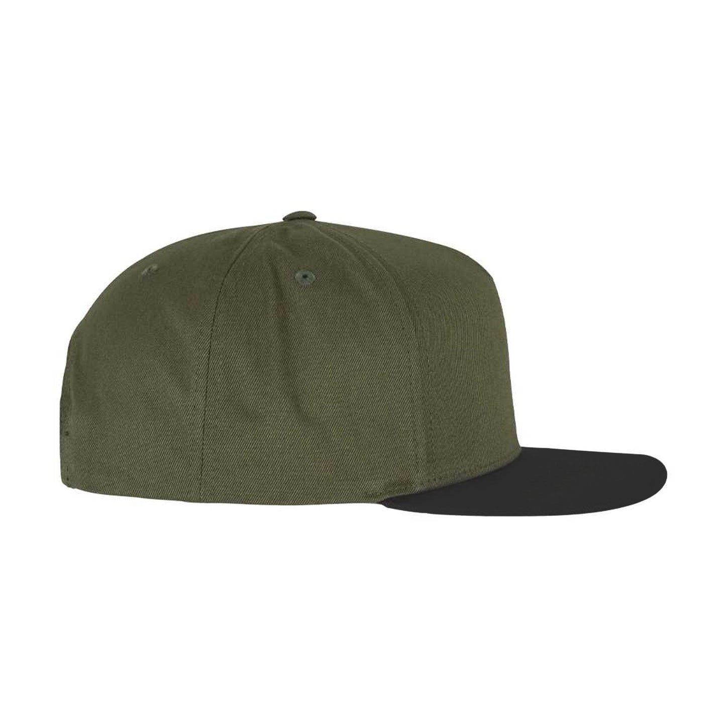 Olive Green-Black - Front - Flexfit Unisex Adult Yupoong 5 Panel Snapback Baseball Cap