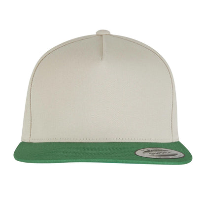 Beige-Green - Side - Flexfit Unisex Adult Yupoong 5 Panel Snapback Baseball Cap