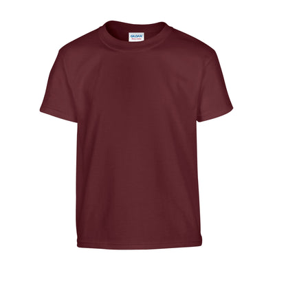 Maroon - Front - Gildan Childrens-Kids Plain Cotton Heavy T-Shirt