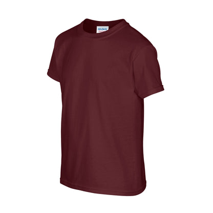 Maroon - Side - Gildan Childrens-Kids Plain Cotton Heavy T-Shirt