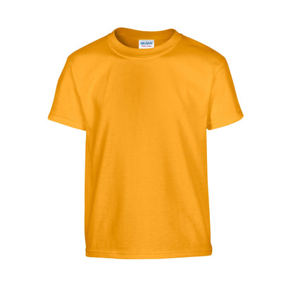 Gold - Front - Gildan Childrens-Kids Plain Cotton Heavy T-Shirt