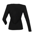 Black - Back - SF Womens-Ladies Feel Good Plain Stretch Long-Sleeved T-Shirt