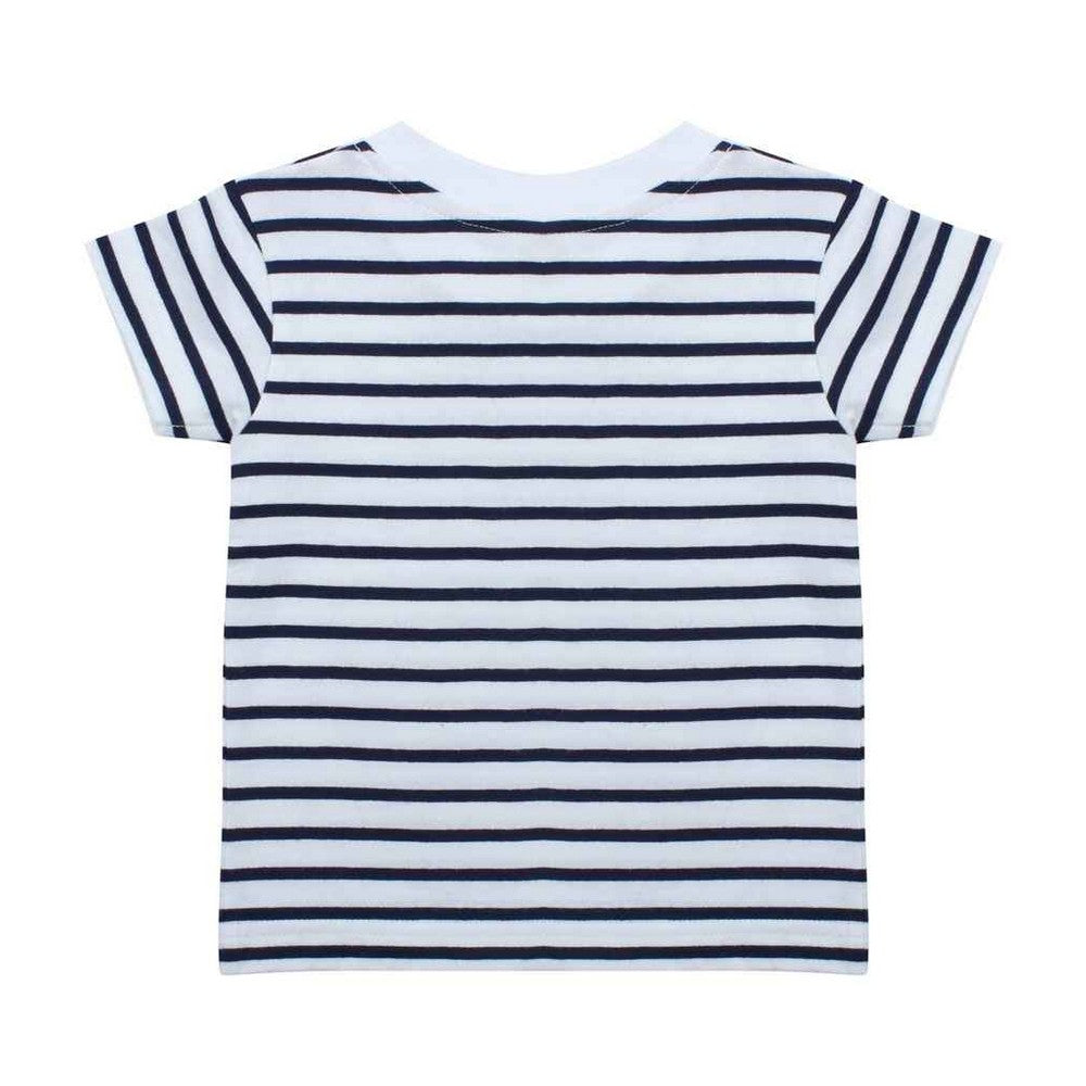 White-Oxford Navy - Back - Larkwood Childrens-Kids Striped Crew Neck T-Shirt