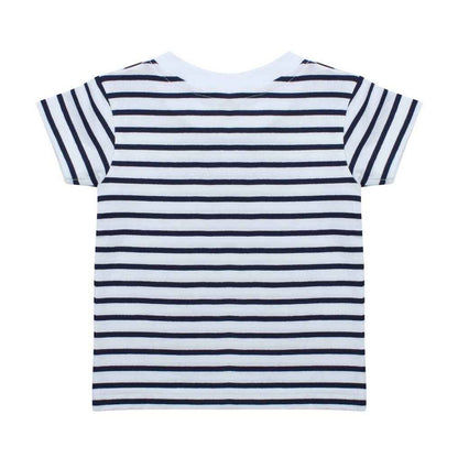 White-Oxford Navy - Back - Larkwood Childrens-Kids Striped Crew Neck T-Shirt