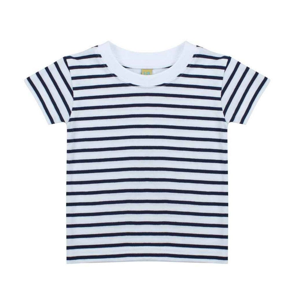 White-Oxford Navy - Front - Larkwood Childrens-Kids Striped Crew Neck T-Shirt