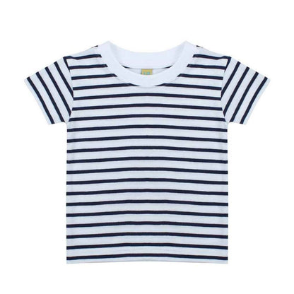 White-Oxford Navy - Front - Larkwood Childrens-Kids Striped Crew Neck T-Shirt