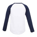 White-Oxford Navy - Back - SF Minni Childrens-Kids Long-Sleeved Baseball T-Shirt