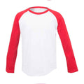 White-Red - Front - SF Minni Childrens-Kids Long-Sleeved Baseball T-Shirt