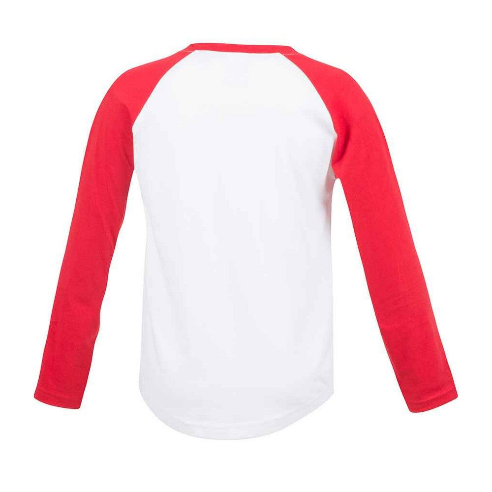 White-Red - Back - SF Minni Childrens-Kids Long-Sleeved Baseball T-Shirt