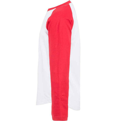 White-Red - Side - SF Minni Childrens-Kids Long-Sleeved Baseball T-Shirt