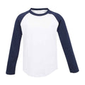 White-Oxford Navy - Front - SF Minni Childrens-Kids Long-Sleeved Baseball T-Shirt