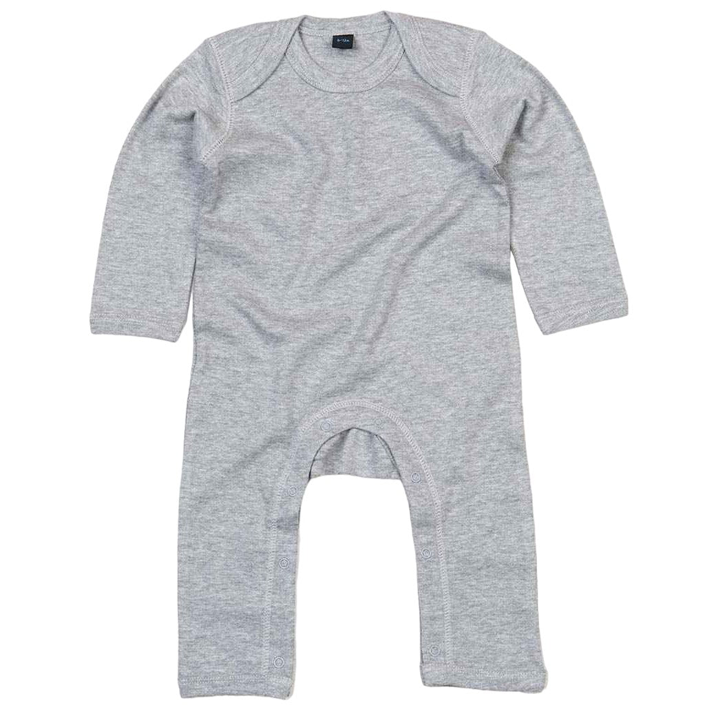 Heather Grey - Front - Babybugz Baby Marl Long-Sleeved Babygrow