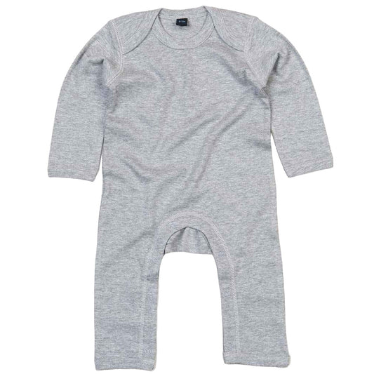 Heather Grey - Front - Babybugz Baby Marl Long-Sleeved Babygrow