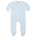 Pale Blue-White - Front - Larkwood Baby Contrast Sleepsuit