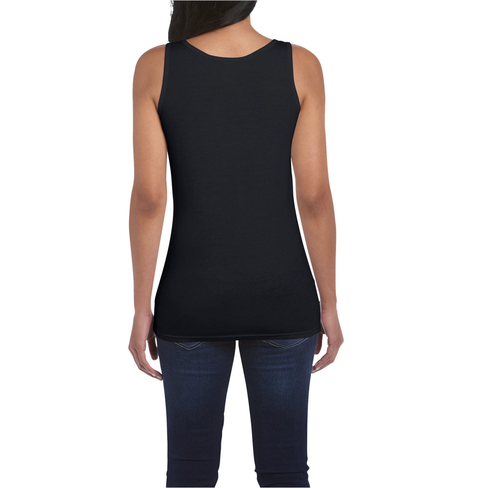 Black - Pack Shot - Gildan Womens-Ladies Softstyle Plain Tank Top