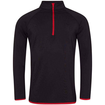 Jet Black-Fire Red - Front - AWDis Cool Mens Half Zip Sweat Top