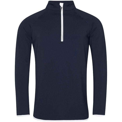 French Navy-Arctic White - Front - AWDis Cool Mens Half Zip Sweat Top