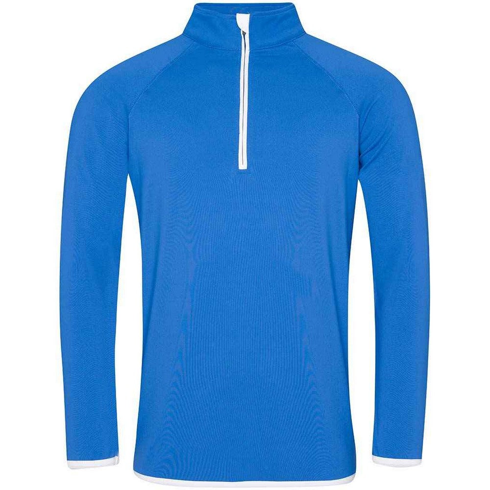 Royal Blue-Arctic White - Front - AWDis Cool Mens Half Zip Sweat Top