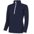 French Navy-Arctic White - Front - AWDis Cool Womens-Ladies Half Zip Girlie Sweat Top