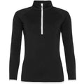 Jet Black-Arctic White - Front - AWDis Cool Womens-Ladies Half Zip Girlie Sweat Top