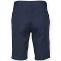 Navy - Back - Front Row Mens Chino Stretch Shorts